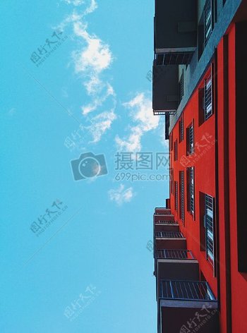 城市天空红色晚上云街蓝色建设建筑窗看移动弗罗茨瓦夫