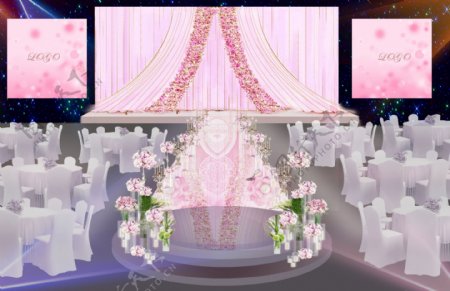 粉色舞台背景