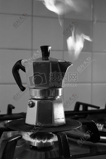 咖啡咖啡黑色和白色主题烹饪BIALETTI