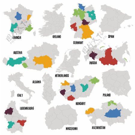 不同国家矢量地图
