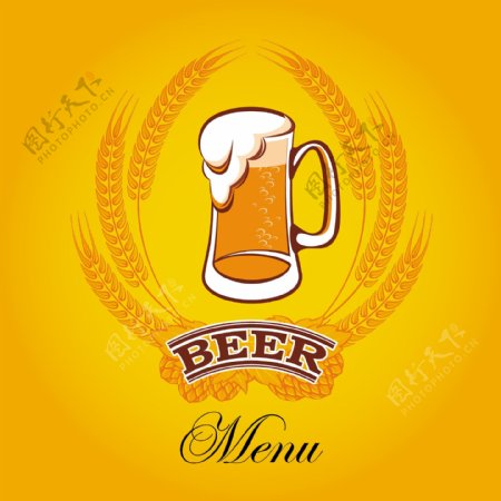 黄啤酒风格菜单封面设计矢量图01