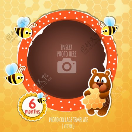 熊和蜜蜂的生日框架