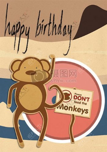 猴子生日贺卡