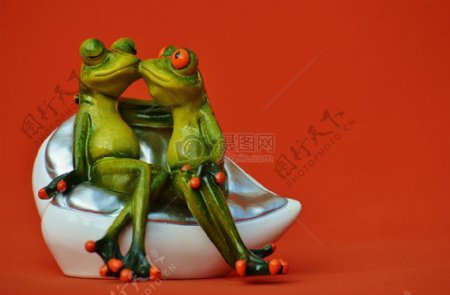 座位上接吻的青蛙