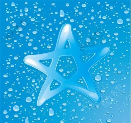 五角星蓝色彩色水珠背景矢量素材ai格式02