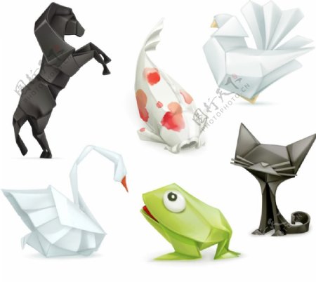 卡通折纸动物