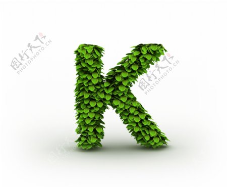 绿叶立体字母k图片