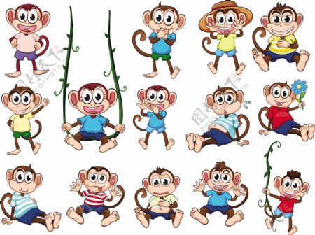 14款卡通猴子矢量素材