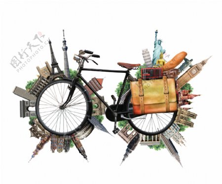 自行车和旅游箱图片