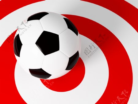 红色圆环上的足球