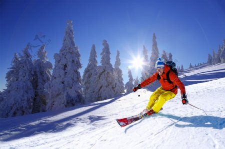 雪山滑雪的男人图片