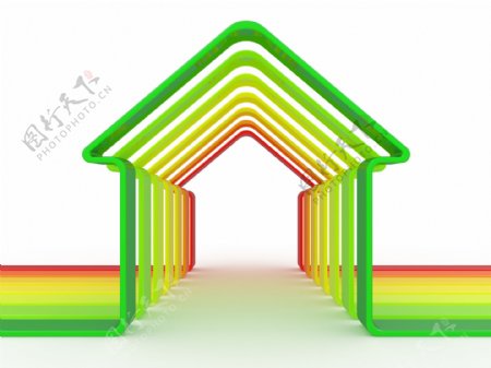 彩色立体房子框架