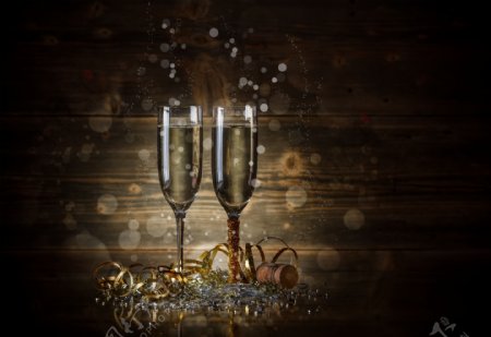 新年香槟丝带图片