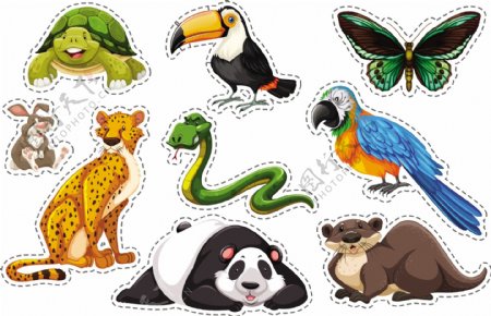 野生动物插画贴纸