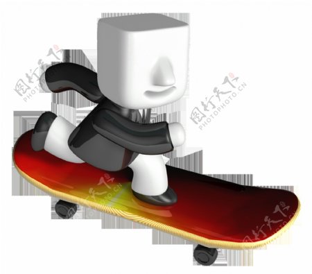3D滑板PNG小人元素