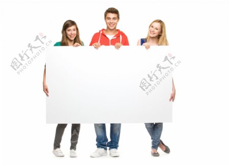 年轻人与banner广告牌图片