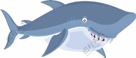 蓝色卡通矢量动物鲨鱼装饰图案设计元素素材