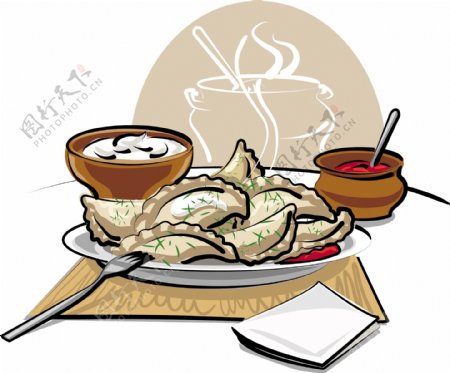 美味的饺子插画矢量素材下载