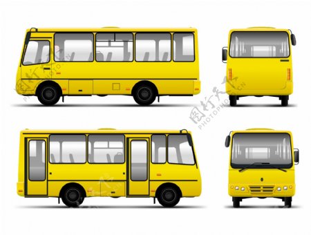 视角的黄色公交车