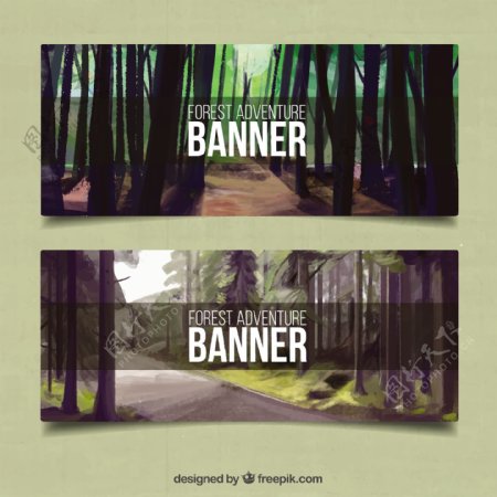 手绘森林banner