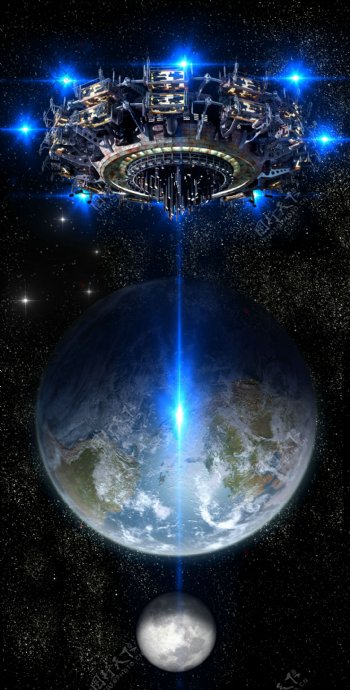 地球与宇宙飞船图片