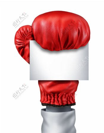 红色拳击手套与白板