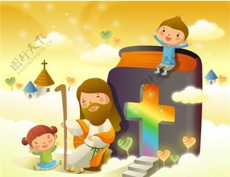 韩国矢量素材耶稣矢量素材基督教卡通世界ai格式02