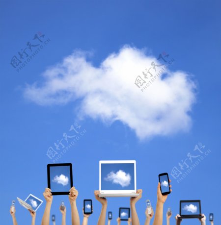 电脑与云朵图片