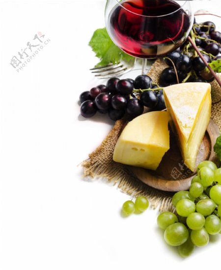 葡萄酒与葡萄奶酪图片