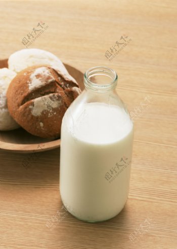 牛奶与面包图片