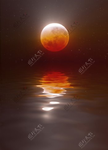 大海上的月亮摄影