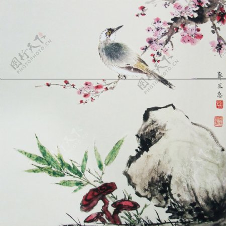 花鸟图水墨画中国画
