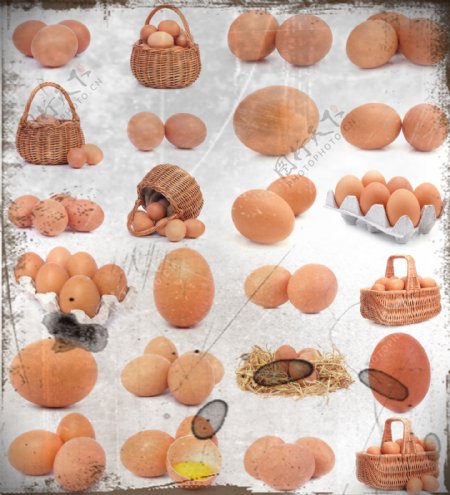 各种鸡蛋和复古背景图片