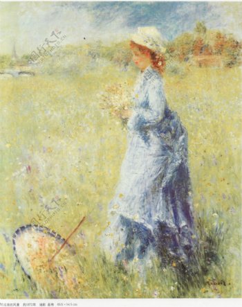 油画女人与伞图片