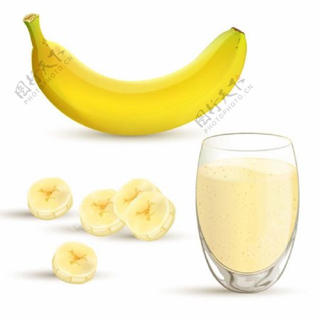 香蕉与香蕉汁矢量图片.rar