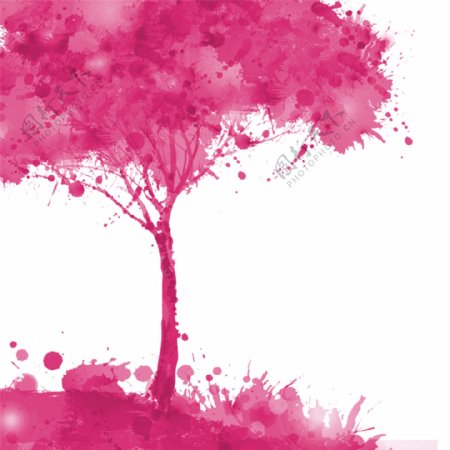 粉色大树唯美