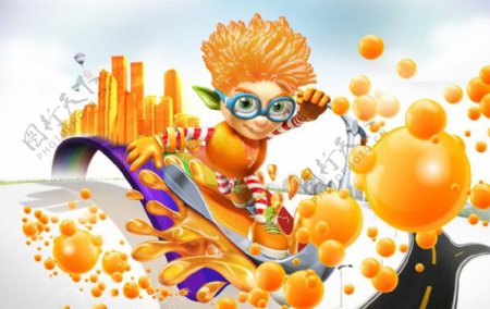创意橙汁宣传海报设计PSD素材