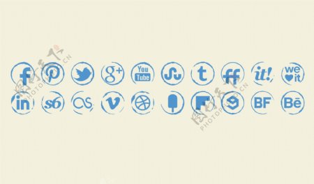 社交网络图标印章