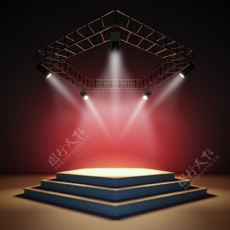红色背景灯光个人舞台造型图片