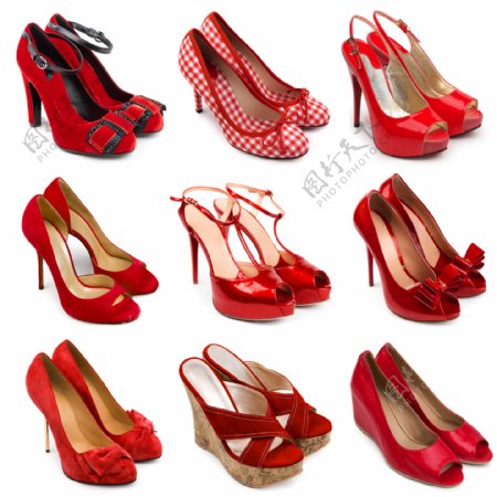 各种各样的红色女式鞋图片