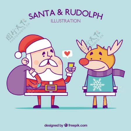 圣诞老人和鲁道夫插图