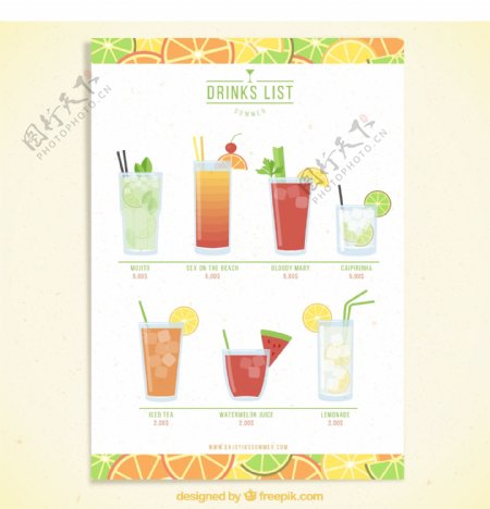 水果饮料列表模板