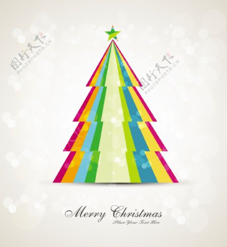 彩色圣诞快乐树