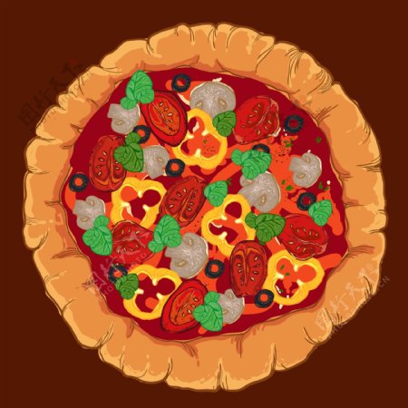 卡通手绘披萨设计