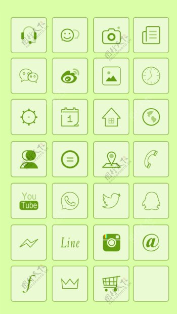淡绿色简约手机APP图标