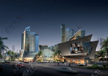 商业广场夜景设计图片