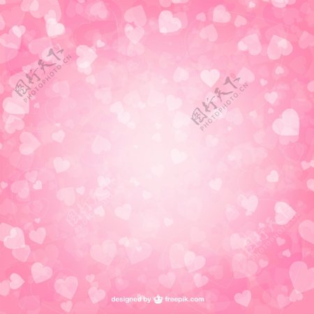 粉色缤纷爱心背景矢量图