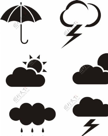 雷电天气素材雨伞图片