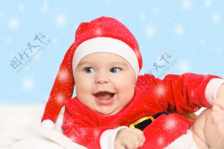 笑容灿烂的圣诞装宝宝图片