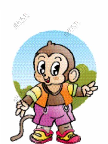 插图漫画人物的猴子